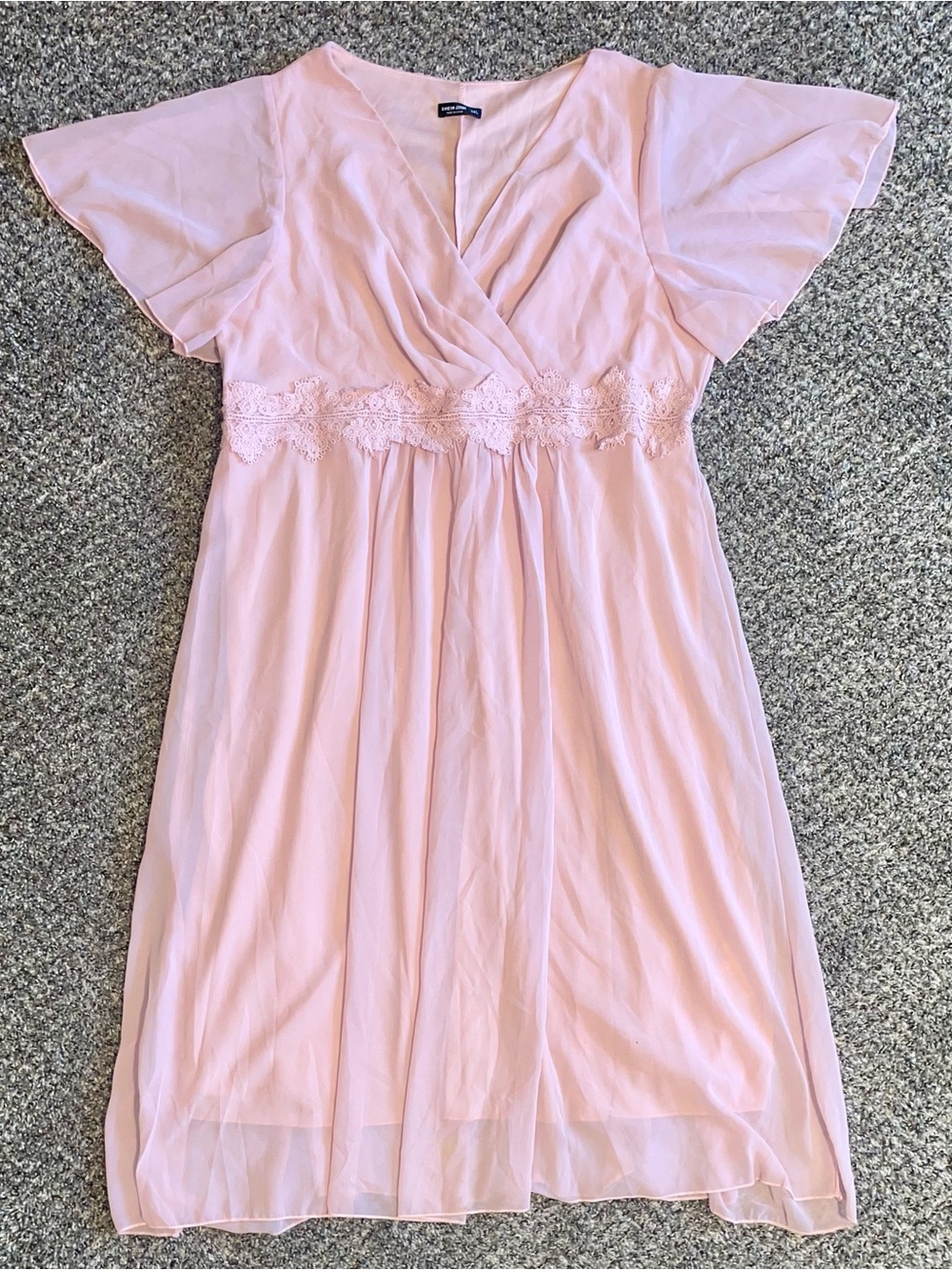 SHEIN Pink Maxi Dress with Lace Waist Size Womens 3XL